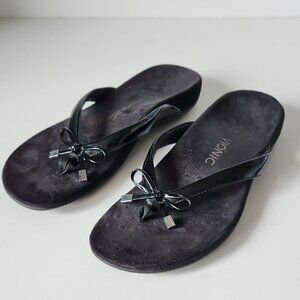 VIONIC | thong Sandals Patent Leather Black Sz 10